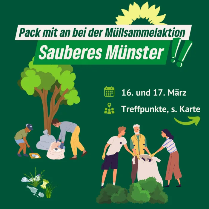 Aktion „Sauberes Münster“: GRÜNE laden zum Müllsammeln ein