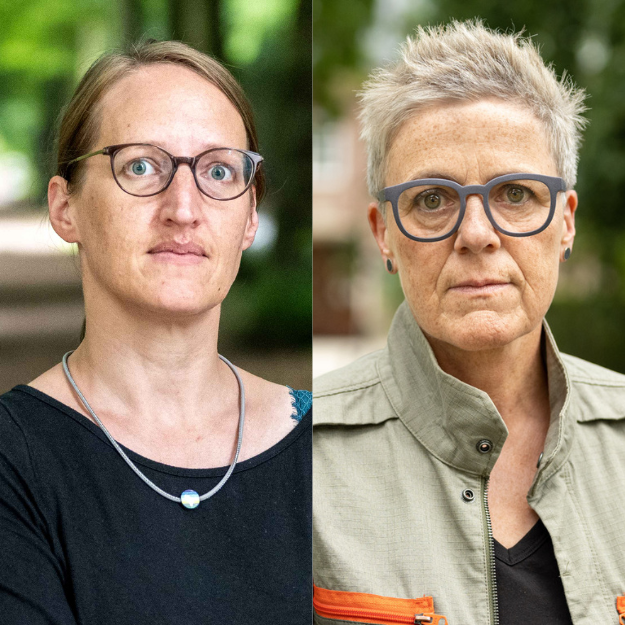 Birgit Wolters und Sylvia Rietenberg schauen ernst