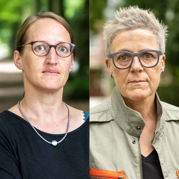 Birgit Wolters und Sylvia Rietenberg schauen ernst